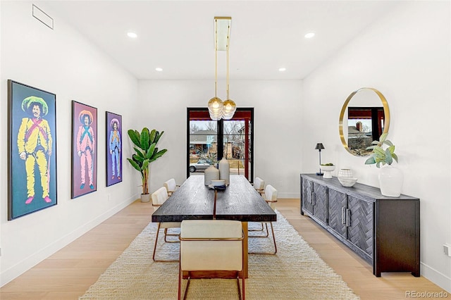 4520 W Moncrieff Pl, Denver, CO 80212 - dining space featuring light wood-style floors and recessed lighting
