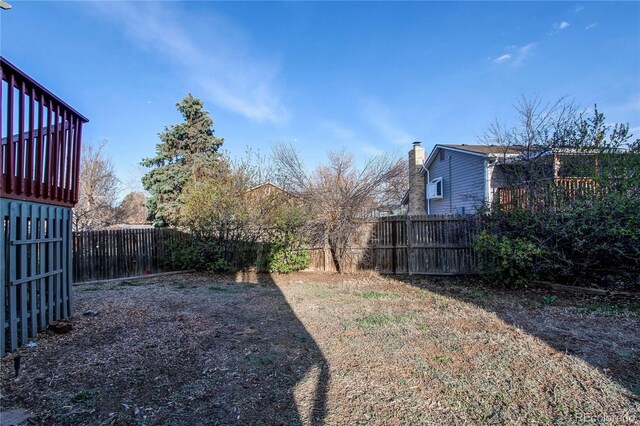 view of yard featuring a fenced backyard