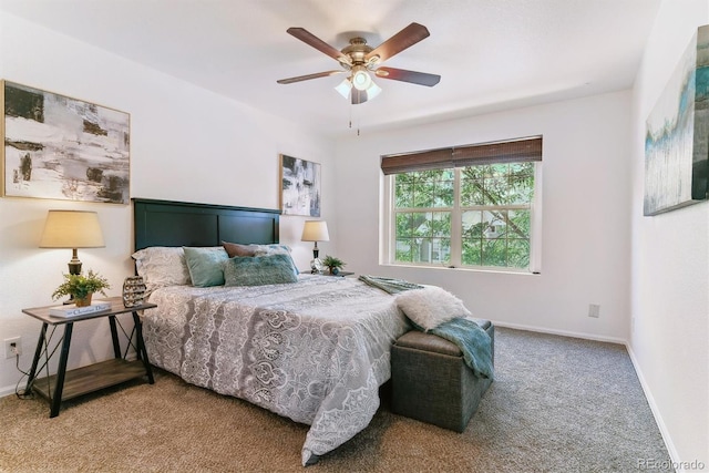 bedroom with carpet and ceiling fan