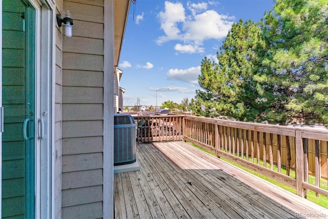 wooden deck with central AC