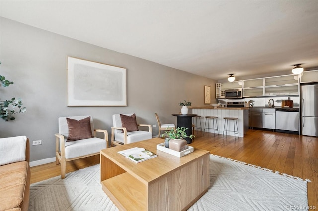 living room with wood-type flooring