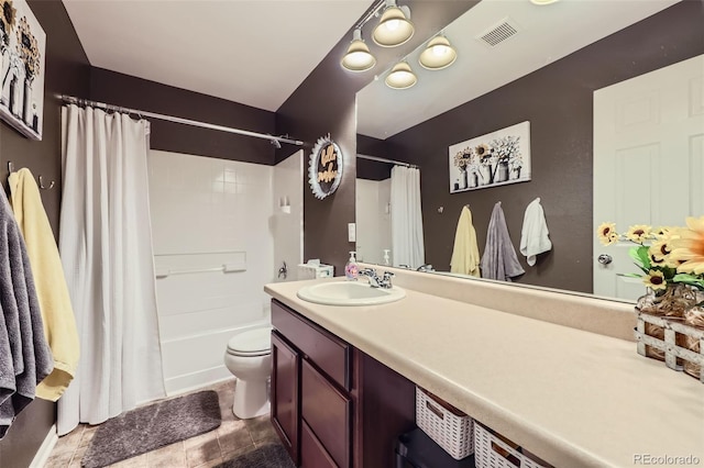 5280 Raritan Way, Denver, CO 80221 - full bath with vanity, shower / bathtub combination with curtain, and tile patterned flooring