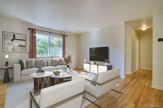 living room featuring light hardwood / wood-style flooring