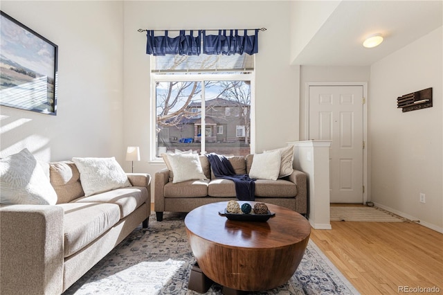 living room with hardwood / wood-style flooring