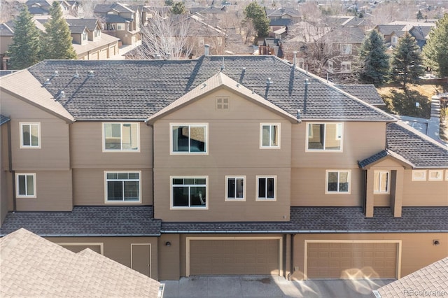 exterior space with a garage