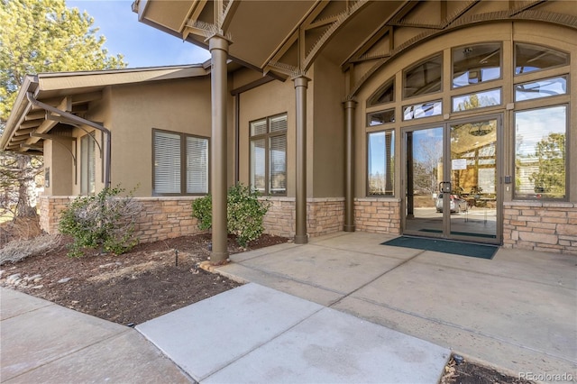 property entrance with french doors