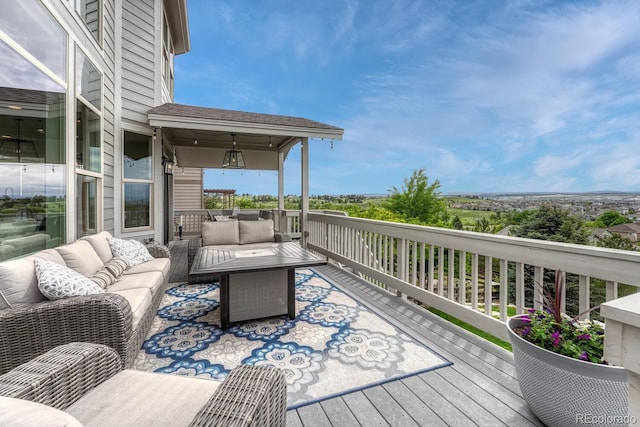 12059 S Tallkid Ct, Parker, CO 80138 - wooden terrace with outdoor lounge area