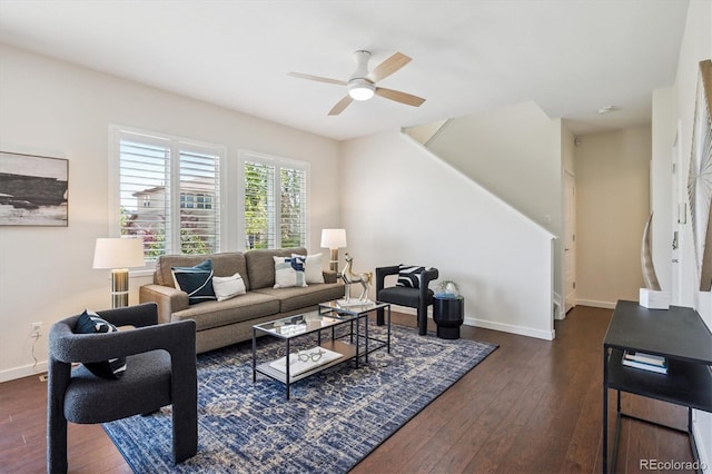 10844 Telluride St, Commerce City, CO 80022 - living room featuring dark wood-type flooring and ceiling fan