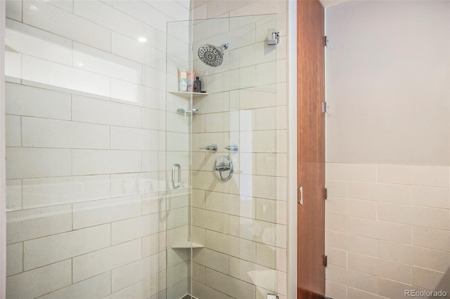 1863 Wazee St Unit 4E, Denver, CO 80202 - bathroom with a shower stall and tile walls