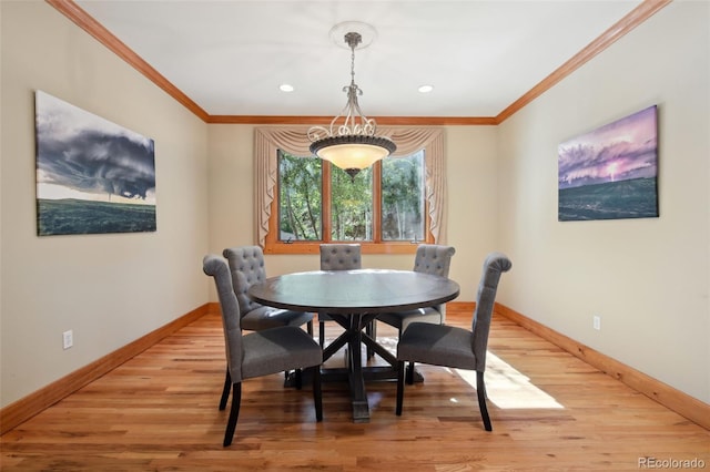30 Carroll Ct, Black Hawk, CO 80422 - dining room featuring crown molding, baseboards, light wood-style flooring, and recessed lighting