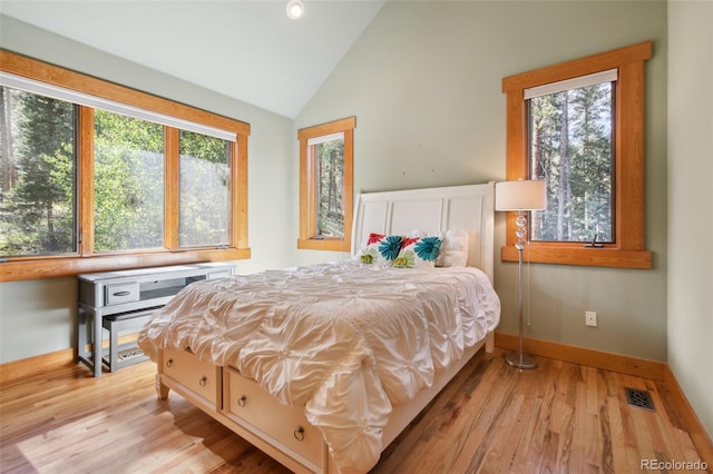 30 Carroll Ct, Black Hawk, CO 80422 - bedroom featuring multiple windows, lofted ceiling, wood finished floors, and baseboards