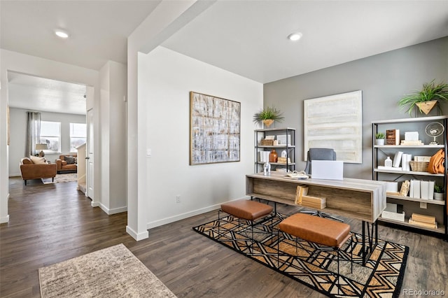 27664 E Byers Ave, Aurora, CO 80018 - home office with wood finished floors, baseboards, and recessed lighting