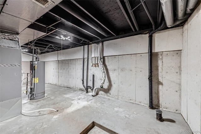 basement with water heater