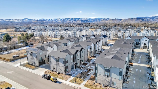 bird's eye view with a mountain view