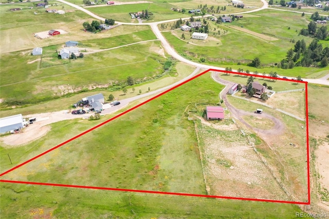 35675 Cheyenne Trl, Elizabeth, CO 80107 - overview of rural landscape with property parcel outlined