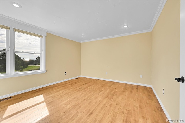 35675 Cheyenne Trl, Elizabeth, CO 80107 - unfurnished room featuring light wood-style flooring, ornamental molding, and recessed lighting