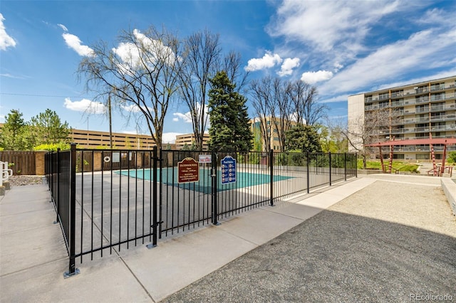 view of pool with fence