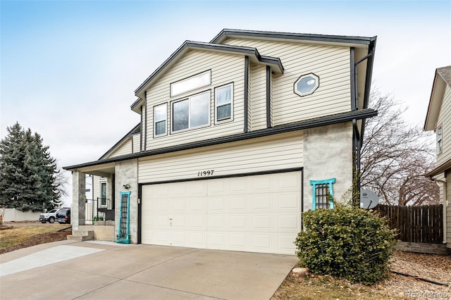 view of front facade with a garage