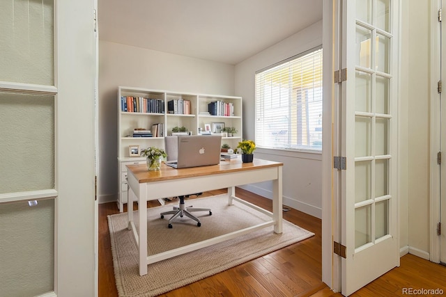 office featuring hardwood / wood-style flooring