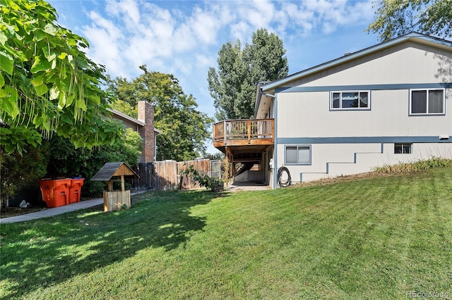 view of yard featuring a deck