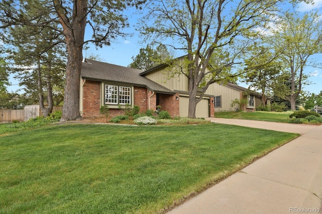 7882 S Valentia Way, Centennial, CO 80112 - view of front of property with brick siding, driveway, a garage, board and batten siding, and roof with shingles