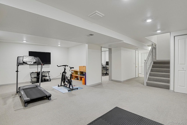 7882 S Valentia Way, Centennial, CO 80112 - workout area with baseboards, carpet floors, and recessed lighting