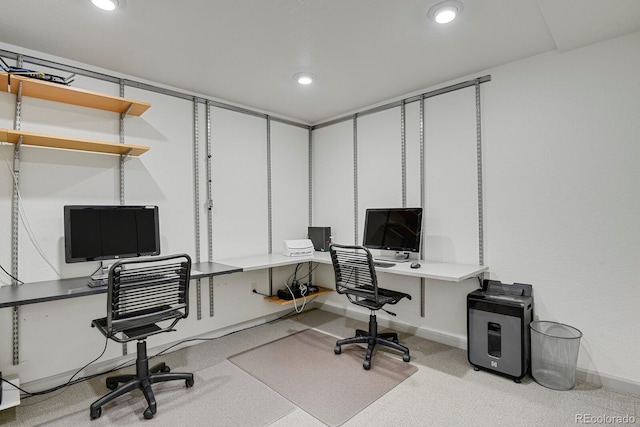 7882 S Valentia Way, Centennial, CO 80112 - home office with baseboards, light carpet, and recessed lighting