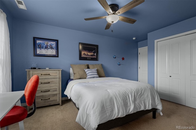 19735 Knights Xing, Monument, CO 80132 - bedroom with carpet, a closet, and ceiling fan