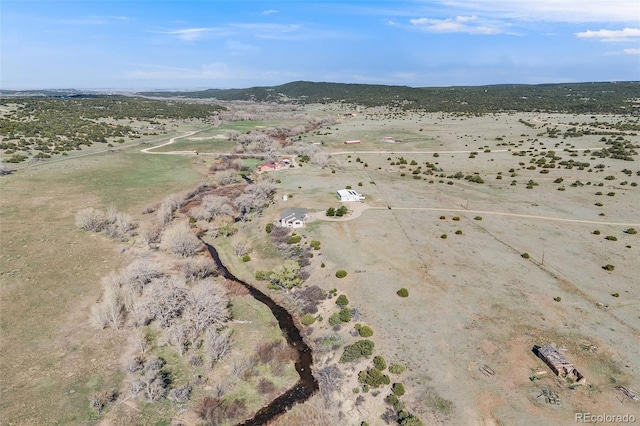 drone / aerial view featuring view of desert and a rural view