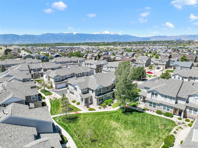 aerial perspective of suburban area with mountains
