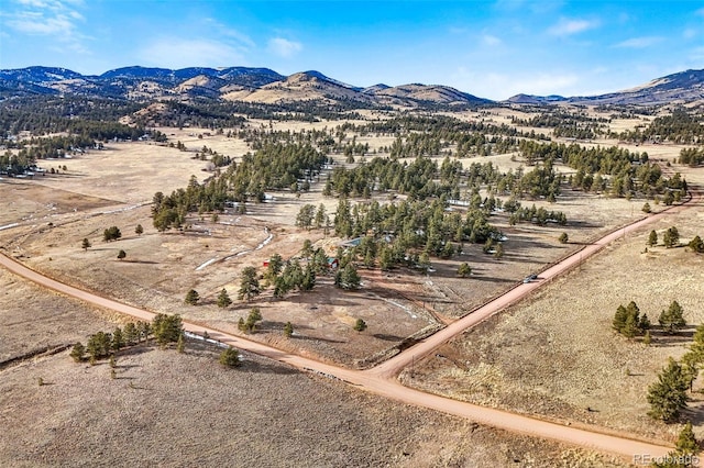 bird's eye view with a mountain view