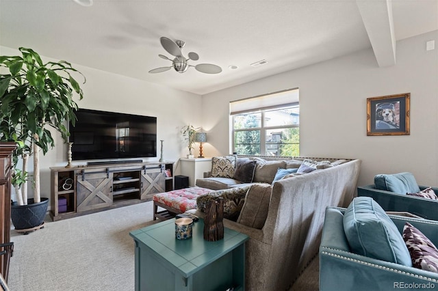15290 W Baker Ave, Lakewood, CO 80228 - carpeted living room with a ceiling fan