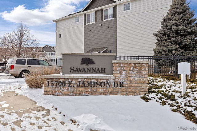 view of community sign