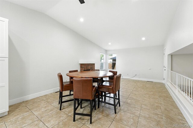 5317 S Truckee Ct, Centennial, CO 80015 - dining room with lofted ceiling, recessed lighting, and light tile patterned flooring