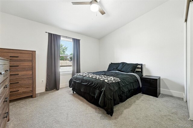 5317 S Truckee Ct, Centennial, CO 80015 - bedroom featuring carpet, vaulted ceiling, and ceiling fan