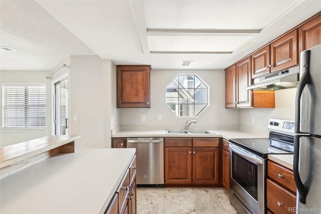 kitchen with sink, plenty of natural light, and stainless steel appliances