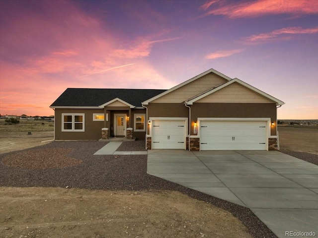 view of front of house with a garage