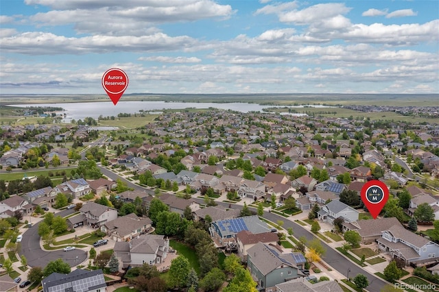 6520 S Newcastle Way, Aurora, CO 80016 - aerial view of property and surrounding area with a nearby body of water and nearby suburban area