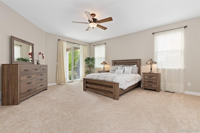 6520 S Newcastle Way, Aurora, CO 80016 - bedroom with carpet, baseboards, access to outside, and ceiling fan