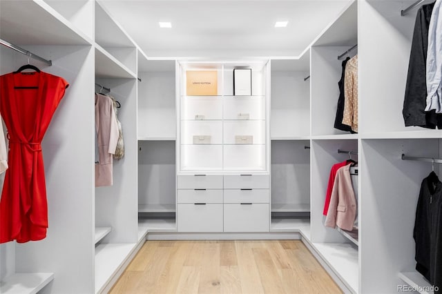 spacious closet with wood finished floors