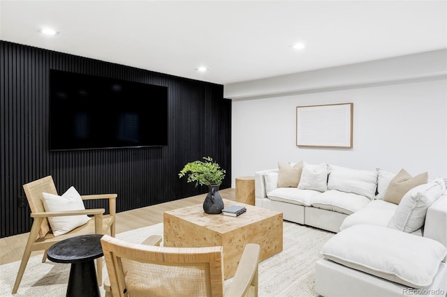 living area featuring recessed lighting