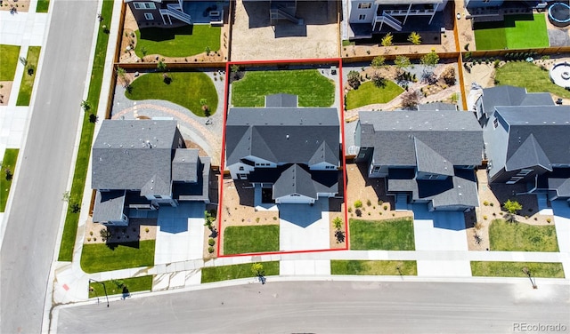 bird's eye view with a residential view