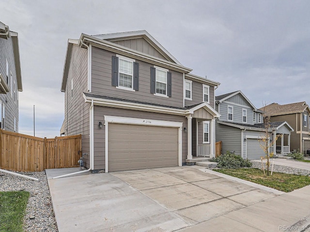 view of front of property with a garage