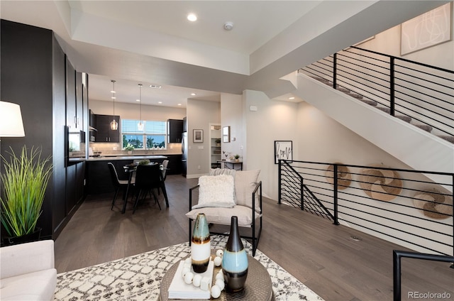 7861 W 51st Ave Unit B, Arvada, CO 80002 - living room featuring dark wood-type flooring and recessed lighting