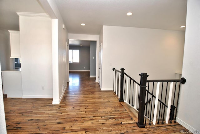 hallway featuring dark hardwood / wood-style floors