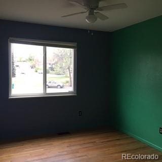 206 Cielo Vista St, Colorado Springs, CO 80911 - empty room featuring ceiling fan and light wood-style floors