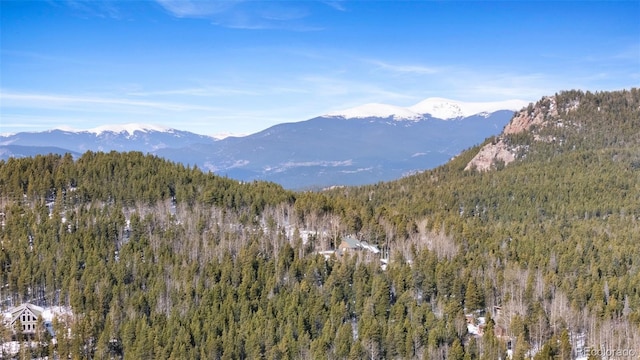 property view of mountains featuring a view of trees