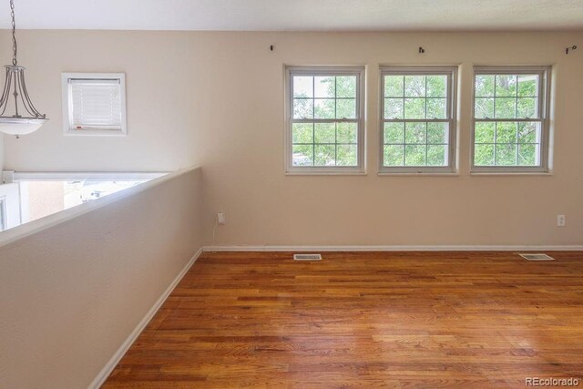 spare room featuring wood-type flooring