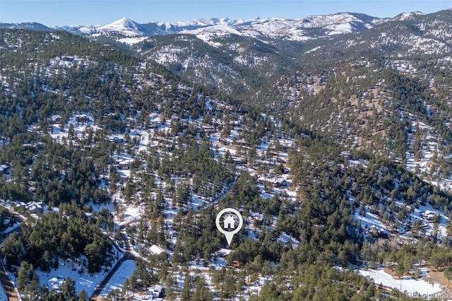 birds eye view of property featuring a mountain view