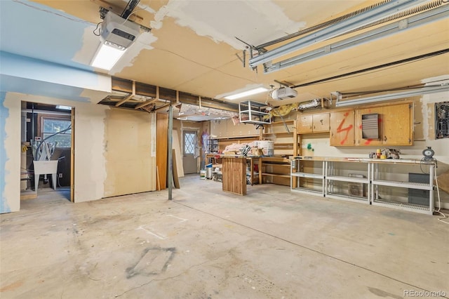 basement featuring a workshop area